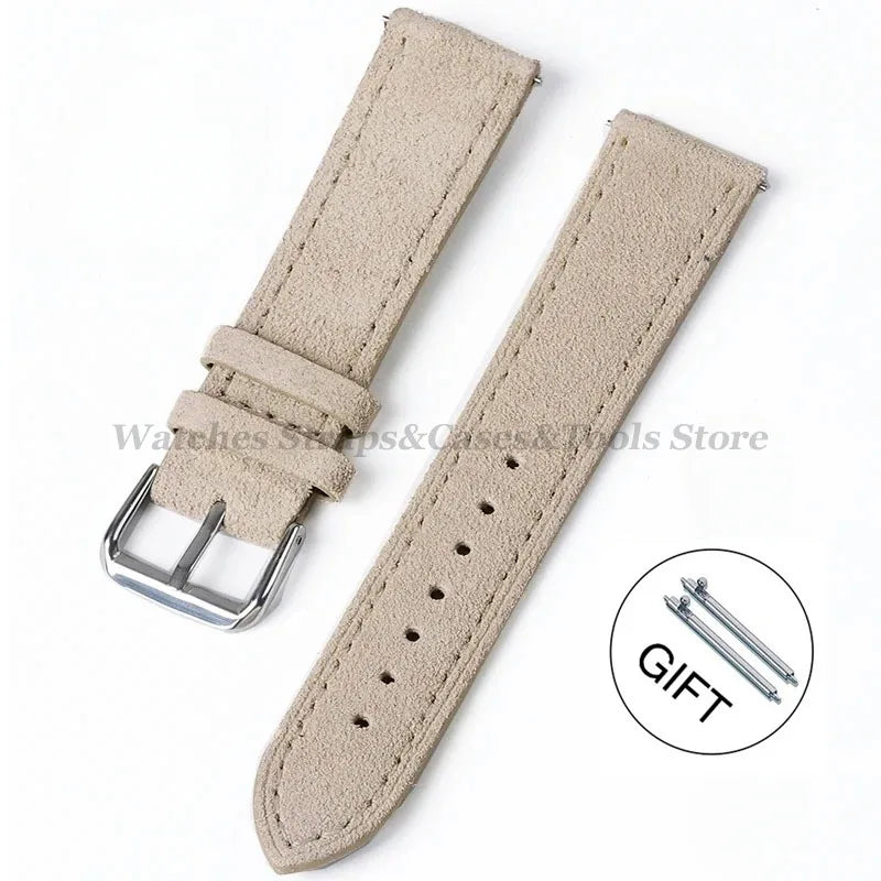 COROS Suede Leather Band with Tonal Stitching – Beige
