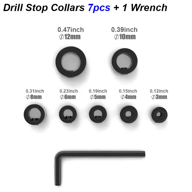 Drill Stop Collar Set with Hex Key, 3–16mm