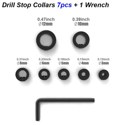 Drill Stop Collar Set with Hex Key, 3–16mm