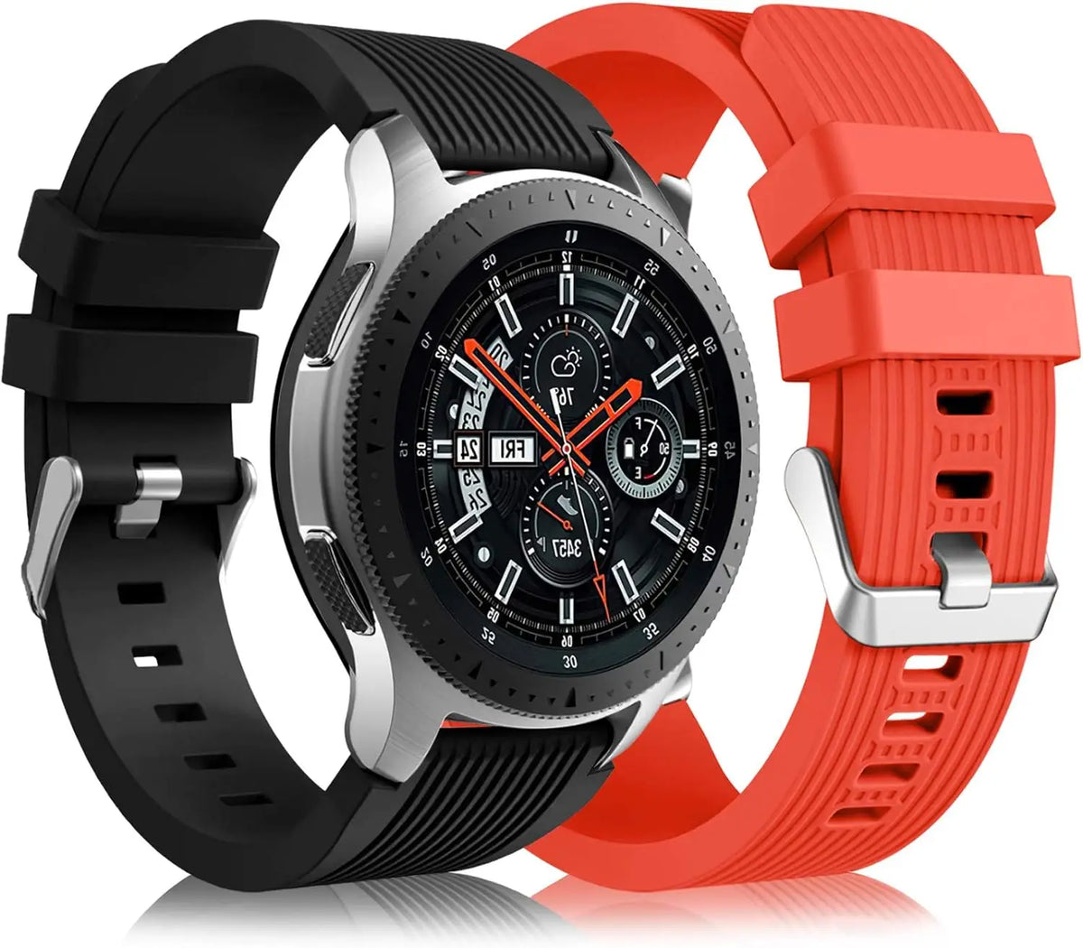 Motorola Moto Textured Silicone Band with Wide Keeper – silver pin buckle detail