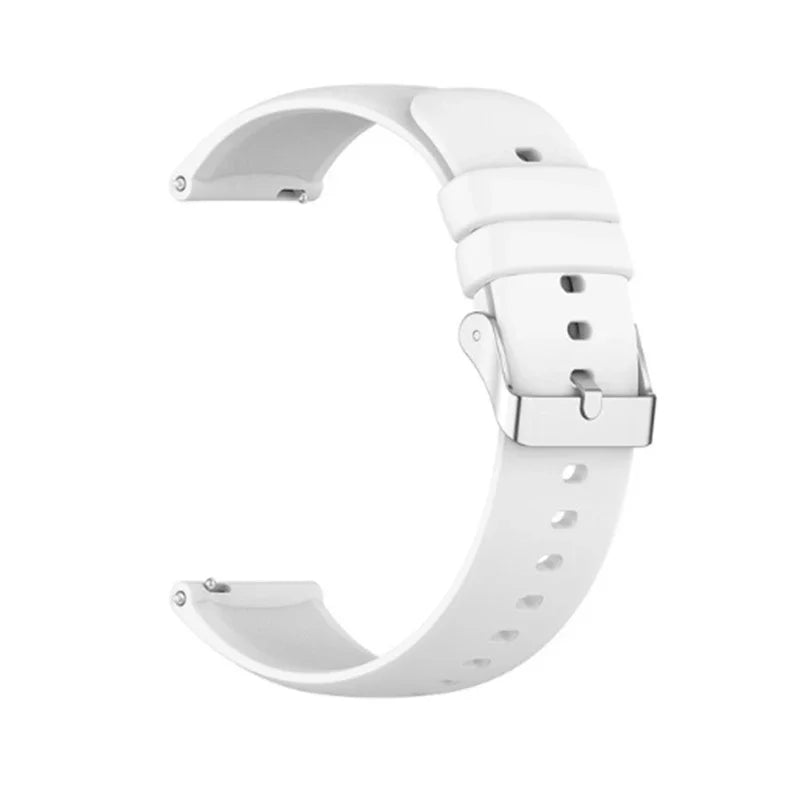 COROS Smooth Silicone Watch Band with Pin Buckle - White - Silver Buckle