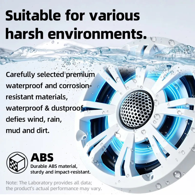 6.5 in LED Golf Cart Speaker, Waterproof Marine Coaxial Speaker, White