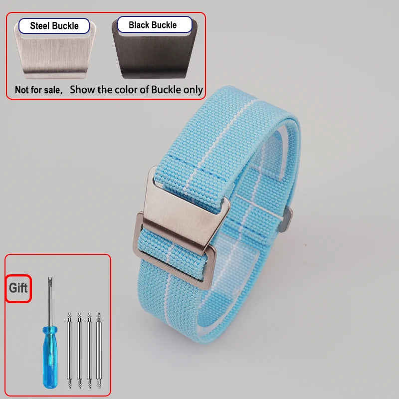 Polar Elastic Nylon Parachute Watch Band — Sky Blue / White