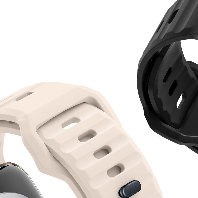 Samsung Galaxy Silicone Sport Watch Band - Ultra/Ultra2 Replacement in black and beige colors.