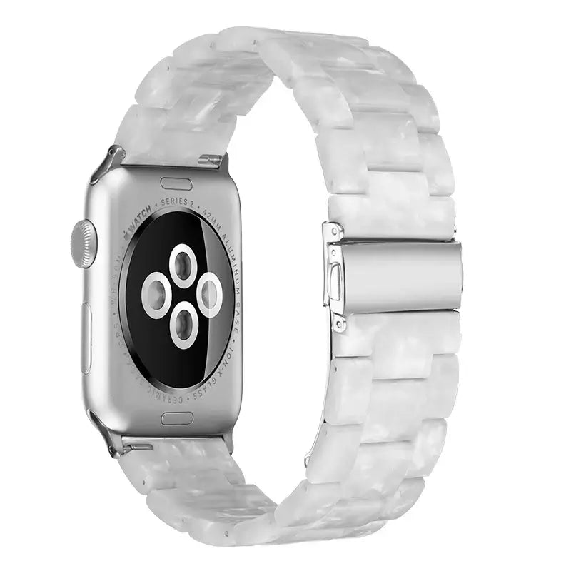 Pearl White resin Apple Watch band rear view