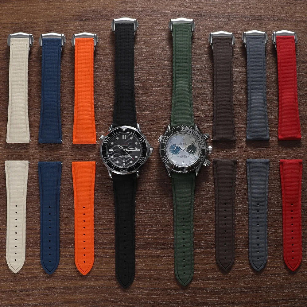 Garmin Sailcloth-Texture FKM Rubber Band in all colors on a watch