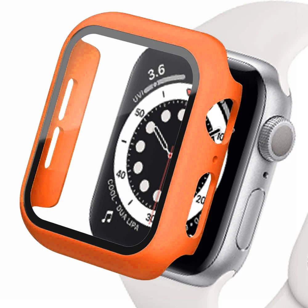 Quality protective case for Apple Watch in orange, offering stylish and durable full-body coverage.