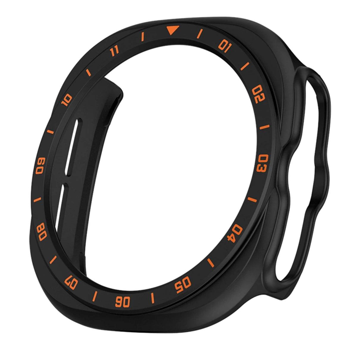 Samsung Galaxy PC Hollow Watch Band - Ultra/Ultra2 Glass Case in black with orange accents for enhanced visibility.