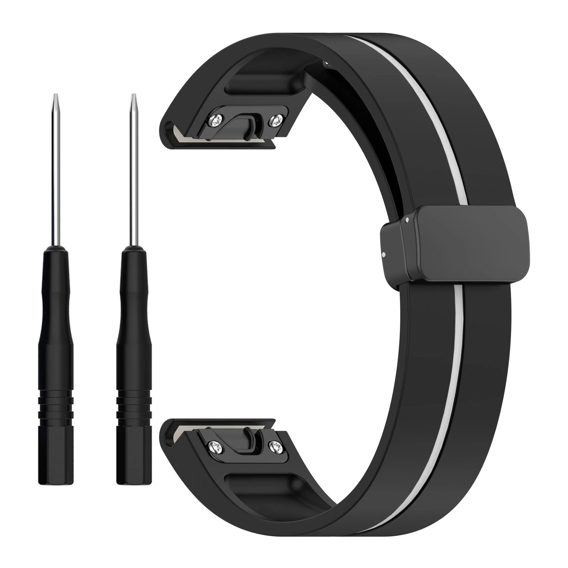 Garmin silicone smartwatch strap with quickfit pins for easy installation, designed for durability and comfort.