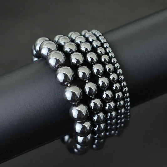 Simulated Hematite Bead Stretch Bracelet