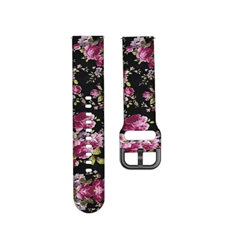 Garmin Printed Silicone Band in Black and Pink Flower