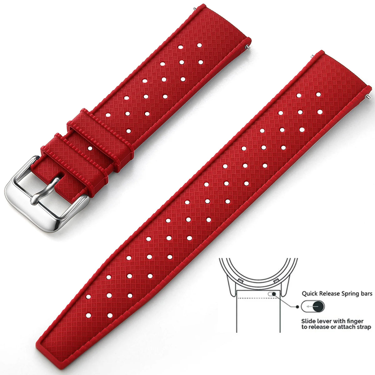 Tropic Silicone Band for Polar – Red / Silver Buckle