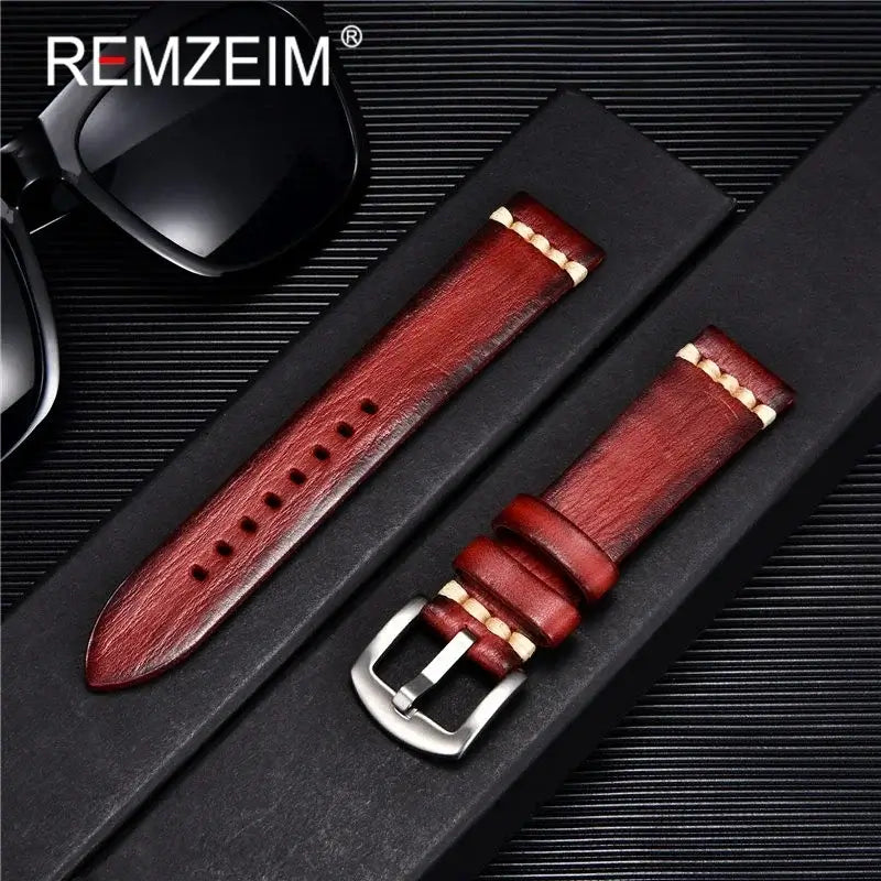 Suunto Textured Leather Band with Accent Stitching - Red