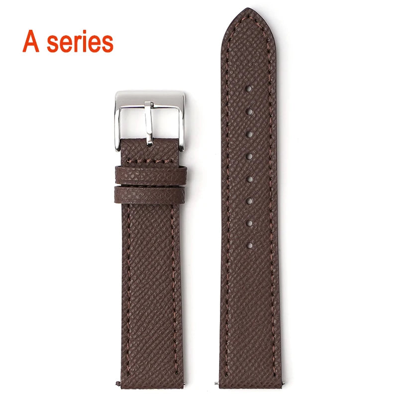 Garmin Epsom Leather Band in Dark Brown with Silver Buckle