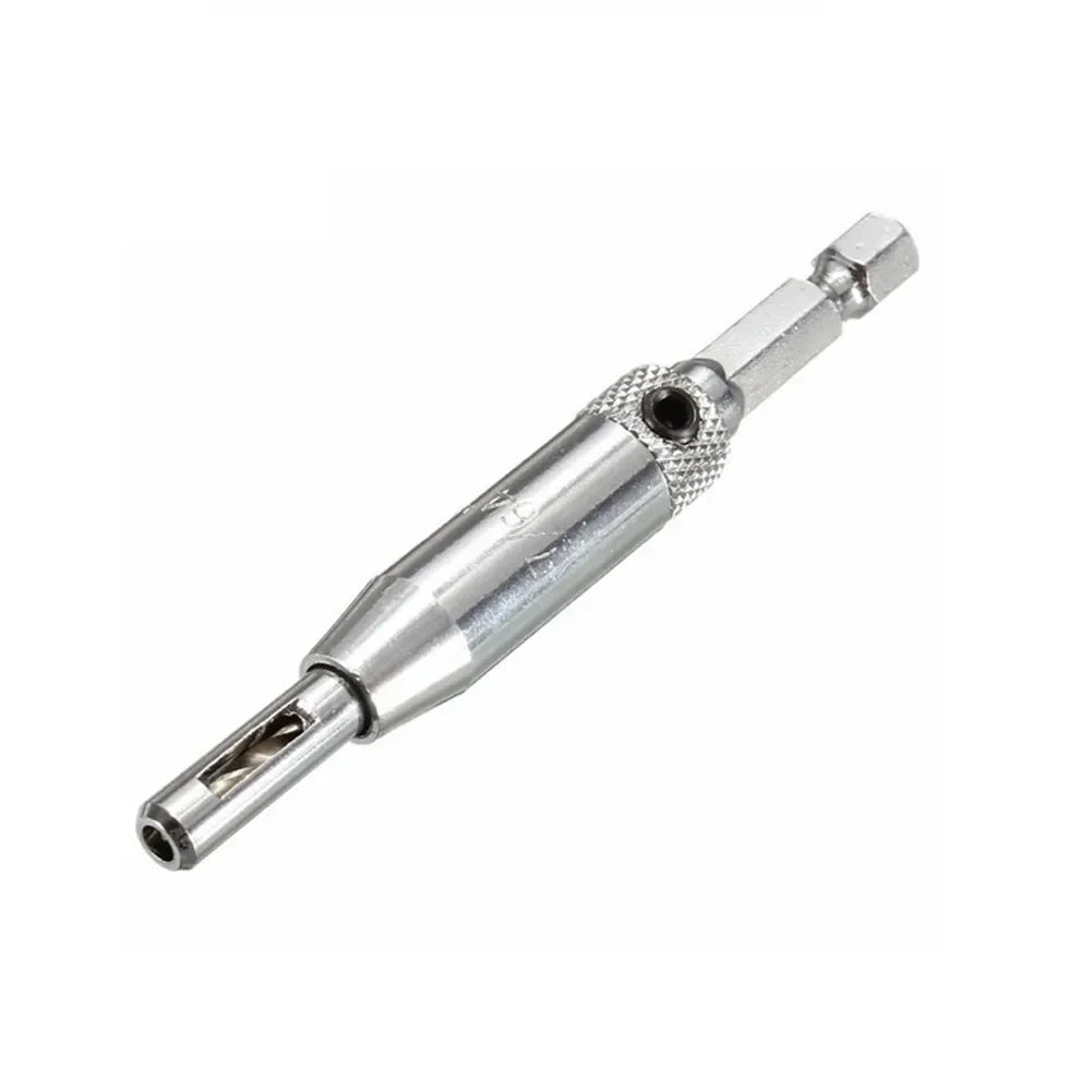 Self-centering hinge drill bit close-up