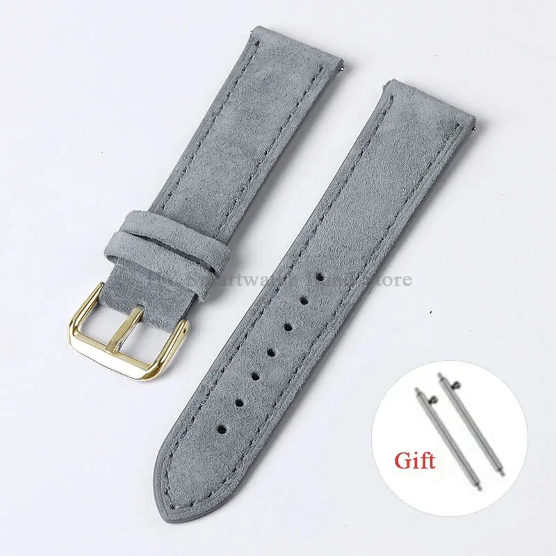 Motorola Moto Suede Leather Band with Buckle Options — Gray / Gold Buckle