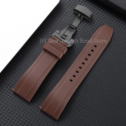 Silicone Butterfly Clasp Band in Brown with Black Clasp
