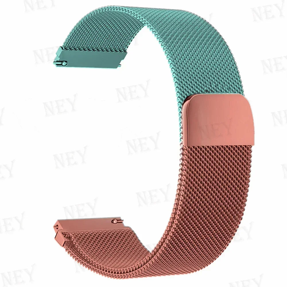 Polar Stainless Steel Milanese Mesh Band – Teal / Rose Gold