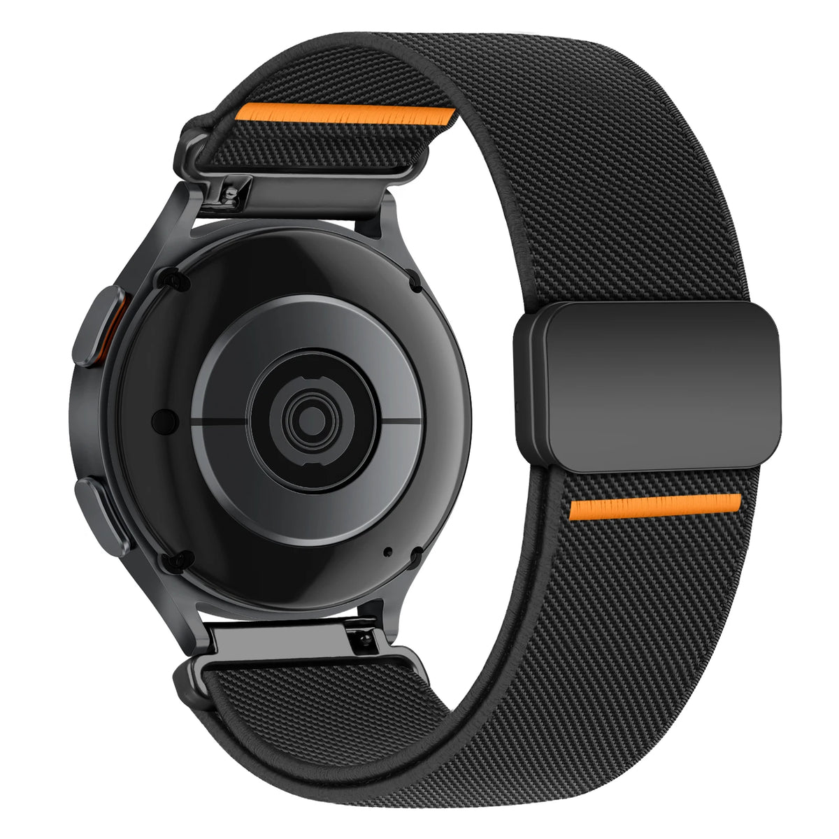 COROS Nylon Band with Magnetic Clasp and Orange Accents – Black