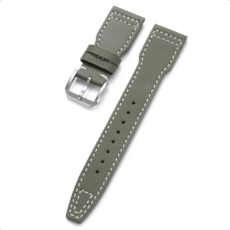 COROS Nylon Canvas Band with Stitching Options – Olive Green / White Stitching