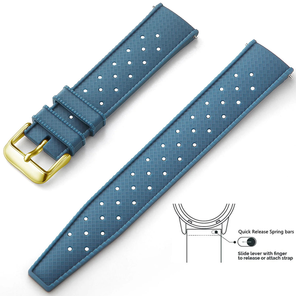 Tropic Silicone Band for Motorola Moto — Slate Blue / Gold Buckle
