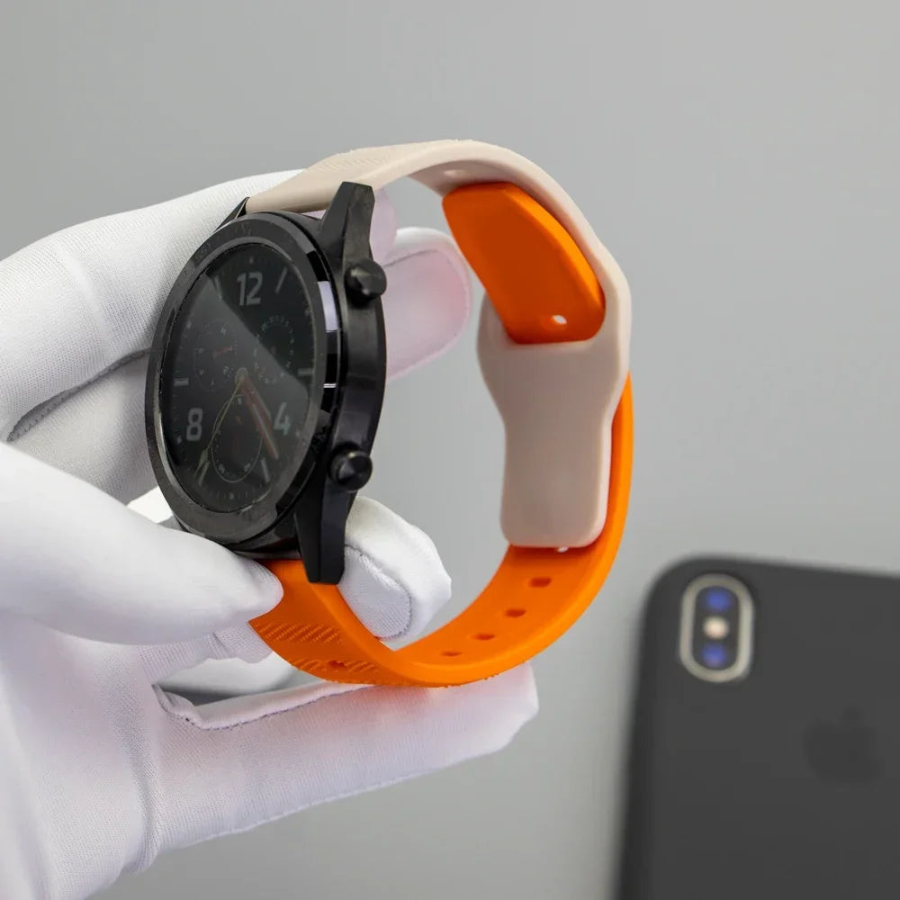 Textured Pin-and-Tuck Silicone Band for Polar – two-tone strap on watch