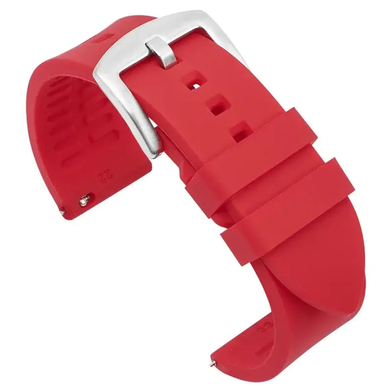 Smooth Silicone Band with Textured Underside in Red / Silver Buckle for compatible Huawei watches