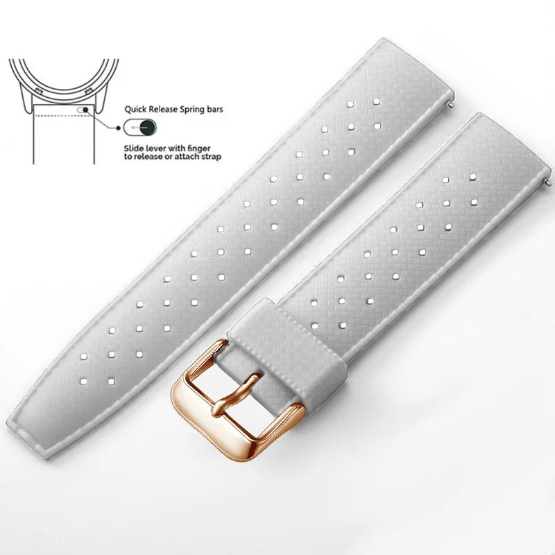 Tropic Silicone Band for Polar – White / Rose Gold Buckle (Option 2)
