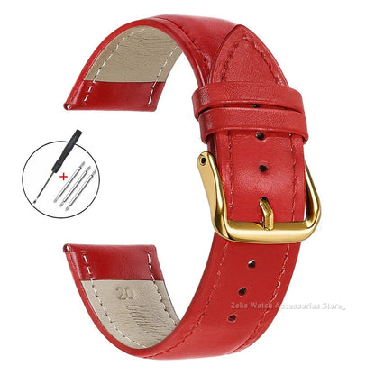 Slim Calfskin Band in Red with Gold Buckle