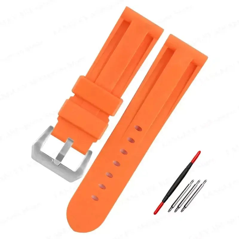 Suunto Recessed-Panel Silicone Band - Orange / Silver Buckle