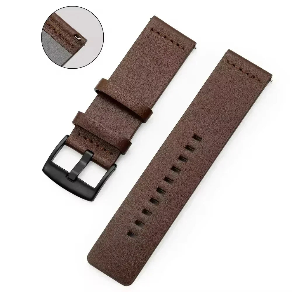 COROS Leather Watch Band with Square Adjustment Holes - Brown strap with square holes