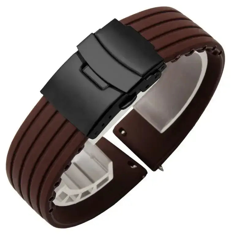 Suunto Ribbed Silicone Folding-Clasp Band - Brown / Black Clasp