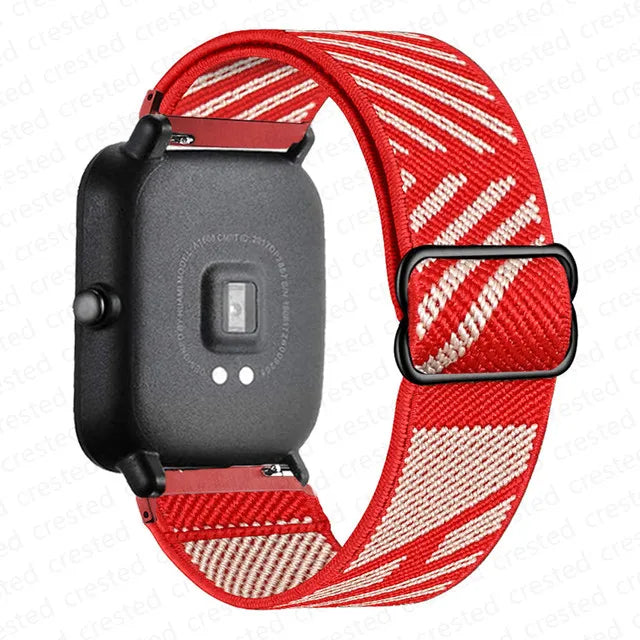COROS Adjustable Elastic Fabric Watch Band - Red / White Geometric