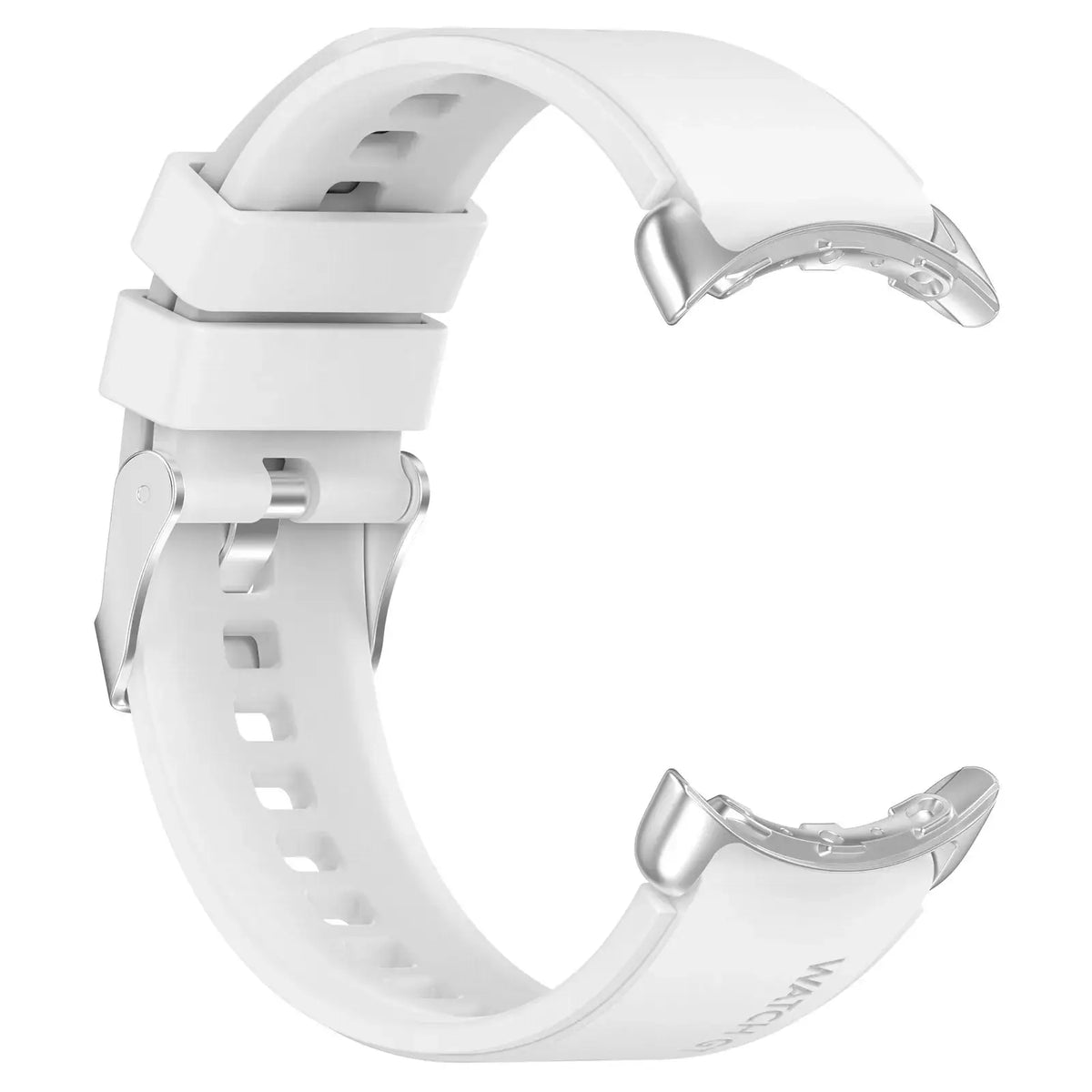 Buckle Silicone Google Pixel Watch Band with Double Keepers in White