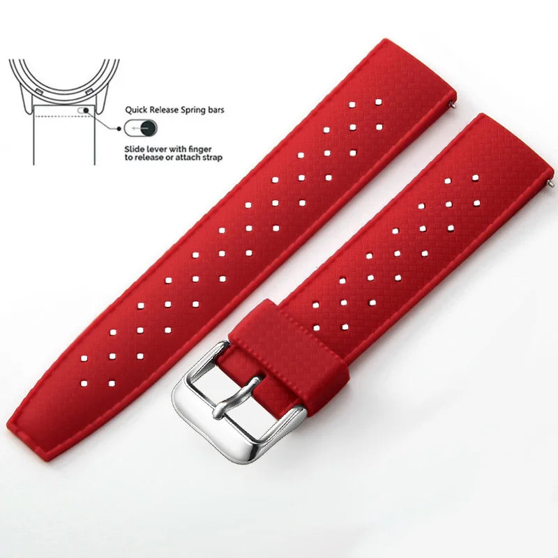 Tropic Silicone Band for Polar – Red / Silver Buckle (Option 1)