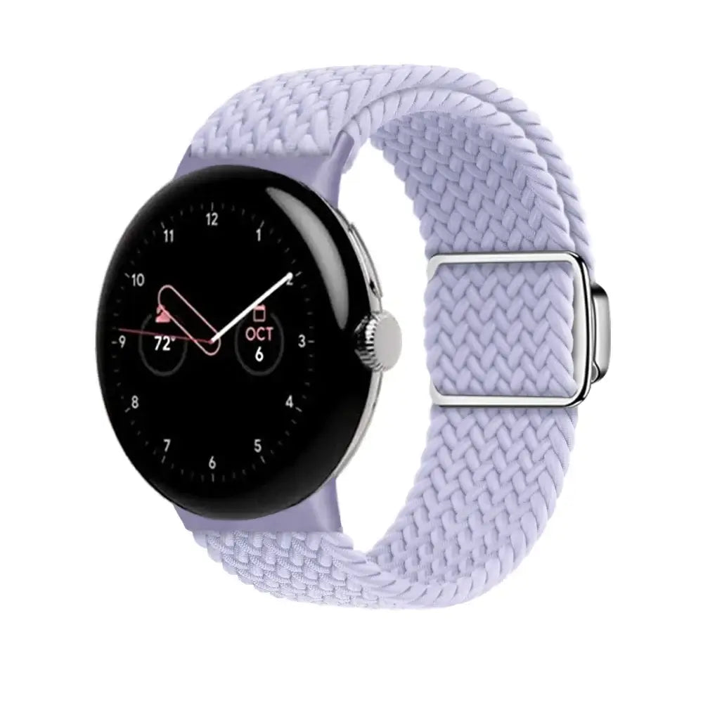 Stretch Braided Google Pixel Watch Loop with Metal Slider in Lavender