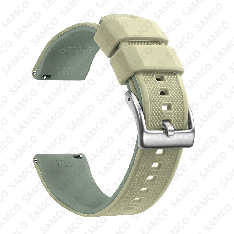 COROS Textured Silicone Watch Band with Buckle Choices - Light Sage - Silver Buckle