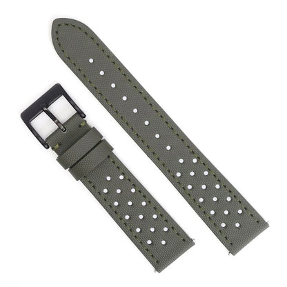 Garmin 18/20/22mm Quick Release Perforated Sailcloth Rally Band in Army Green with Black Buckle