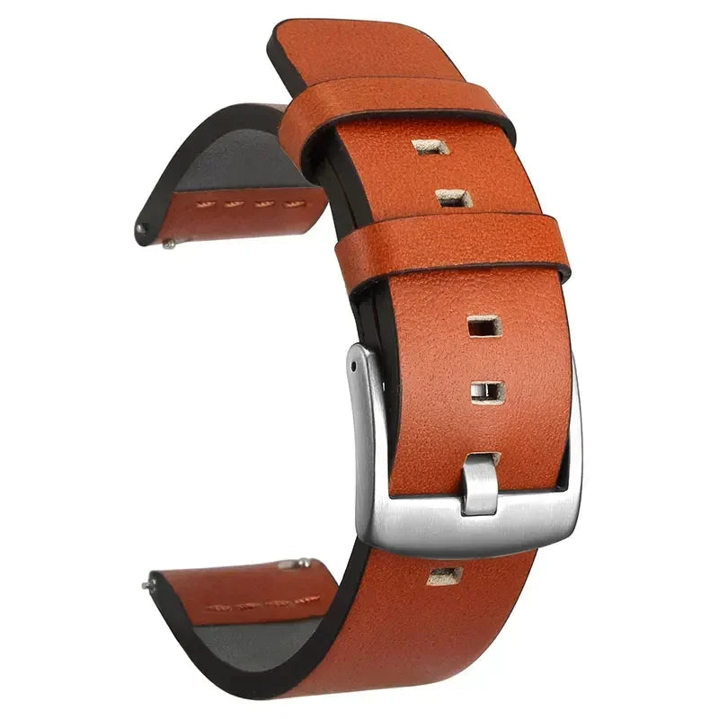 Motorola Moto Leather Band with Square Adjustment Holes — Cognac / Silver Buckle
