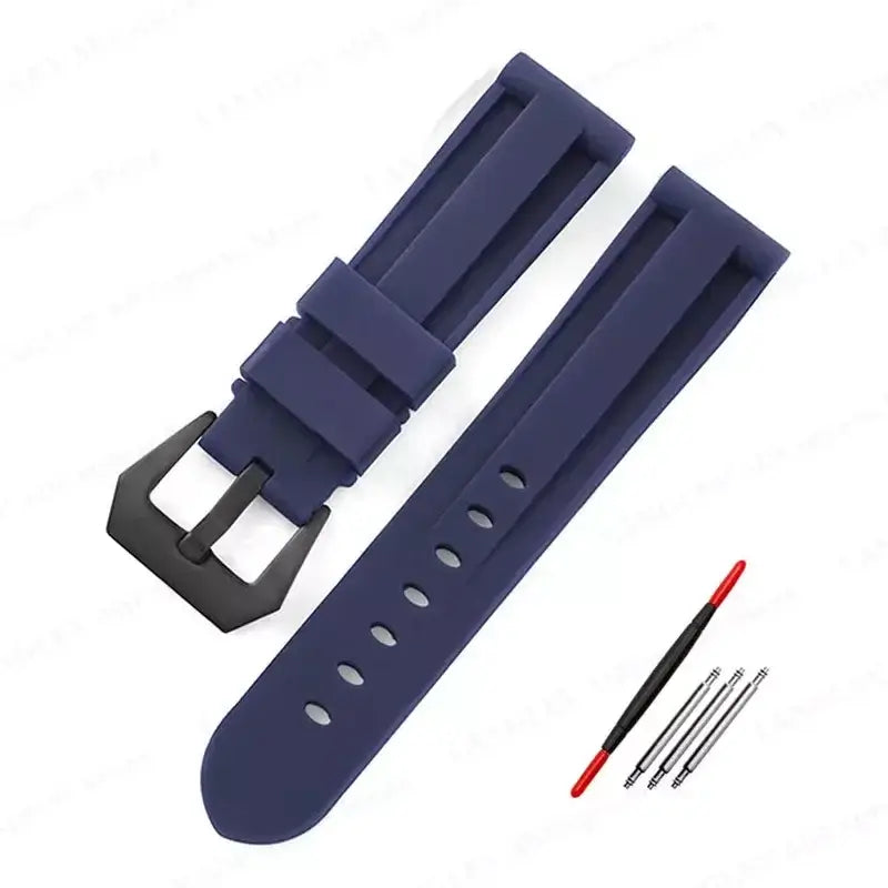 Suunto Recessed-Panel Silicone Band - Navy Blue / Black Buckle