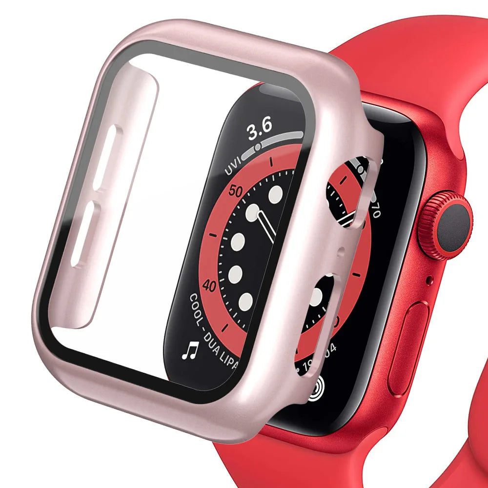 Quality protective case for Apple Watch with rose gold frame and clear front, enhancing style and durability.