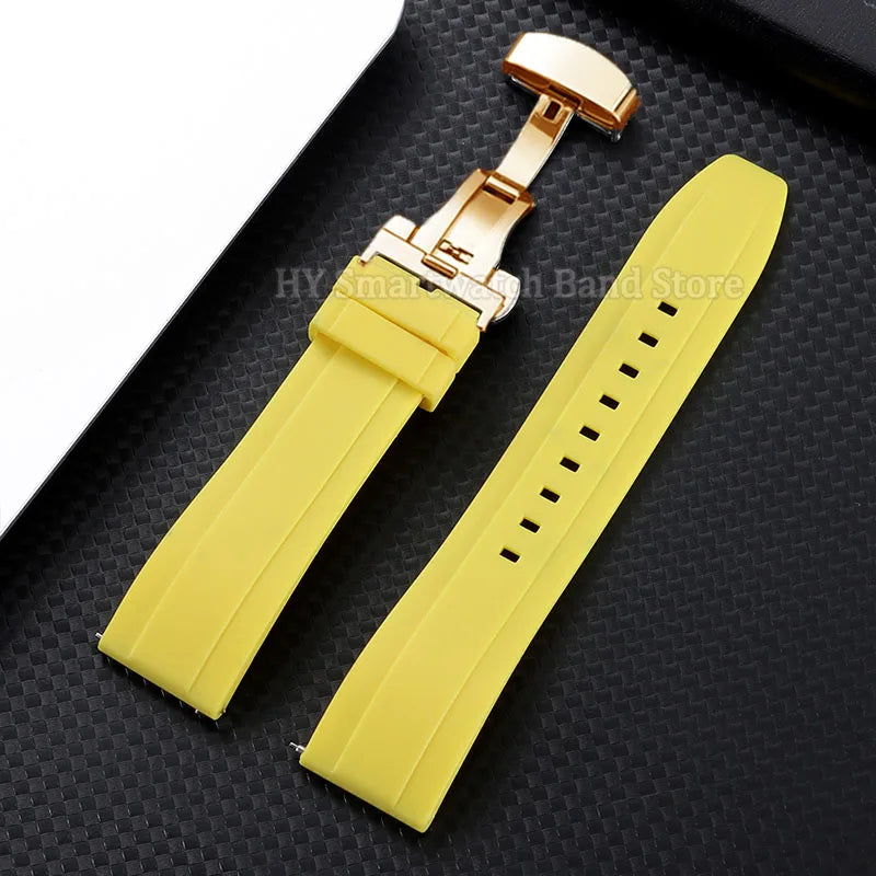 Silicone Butterfly Clasp Band in Yellow with Gold Clasp