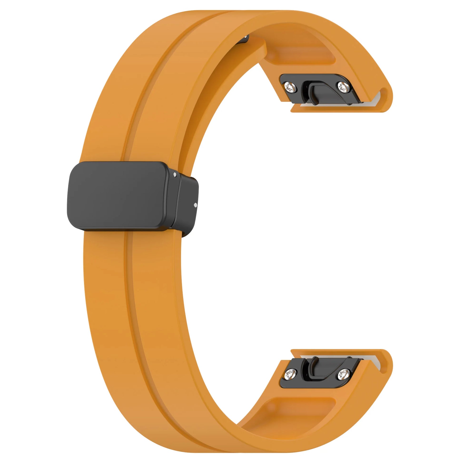 Garmin silicone strap in orange, durable and comfortable smartwatch replacement band with adjustable quickfit design.