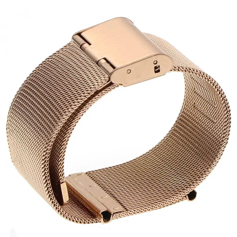 Rose gold mesh band with folding clasp for compatible Huawei watches