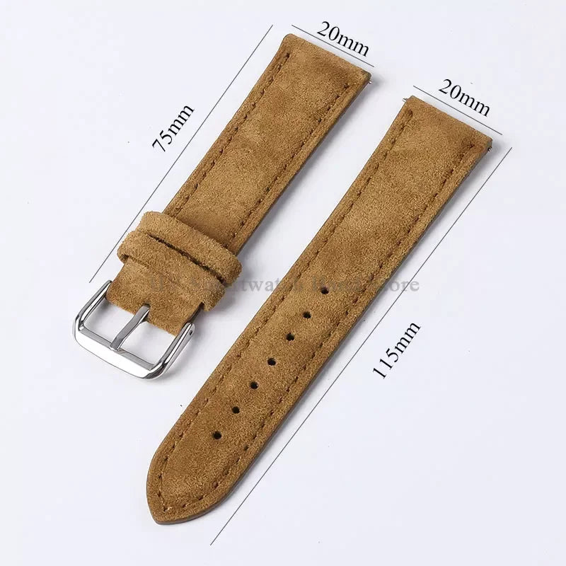 OnePlus Smartwatch Vintage Suede Leather Band Quick Release Strap dimensions 20mm with smooth texture.