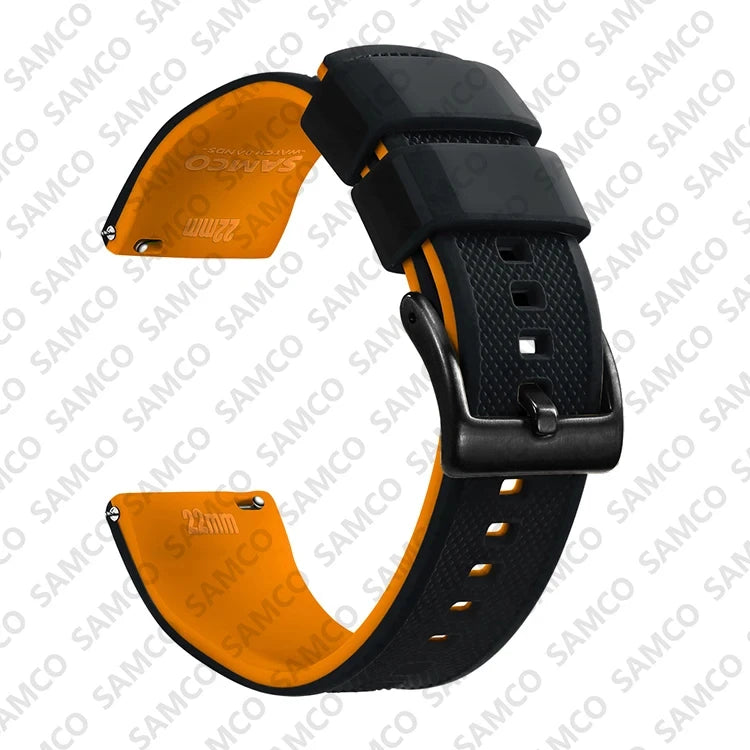 Polar Textured Silicone Band with Buckle Choices – Black / Orange / Black Buckle