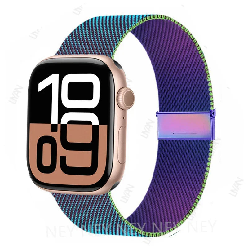Colorful Milanese Mesh Apple Watch Band in Rainbow