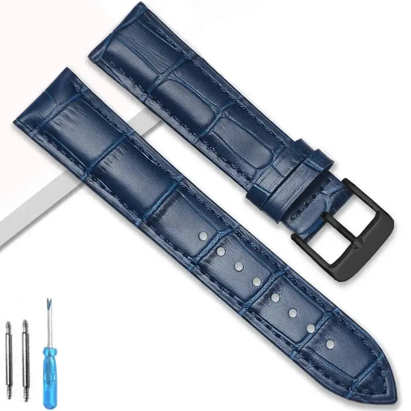 Crocodile-Embossed Leather Buckle Band in Navy Blue / Black Buckle for compatible Huawei watches