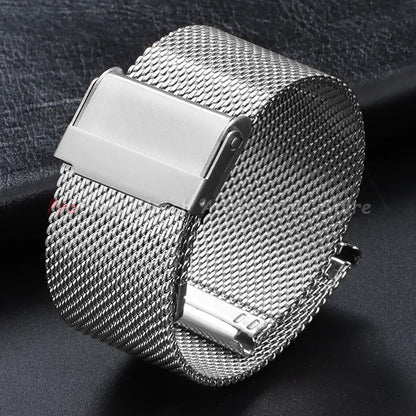 Milanese Mesh Sliding Clasp Band in Silver
