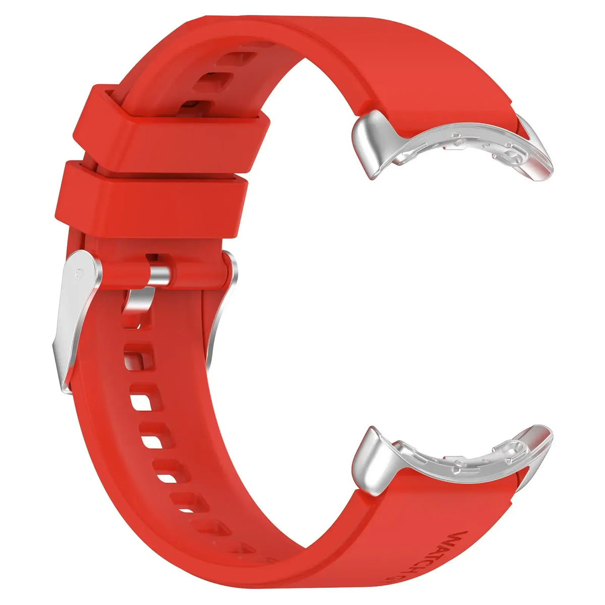 Buckle Silicone Google Pixel Watch Band with Double Keepers in Red